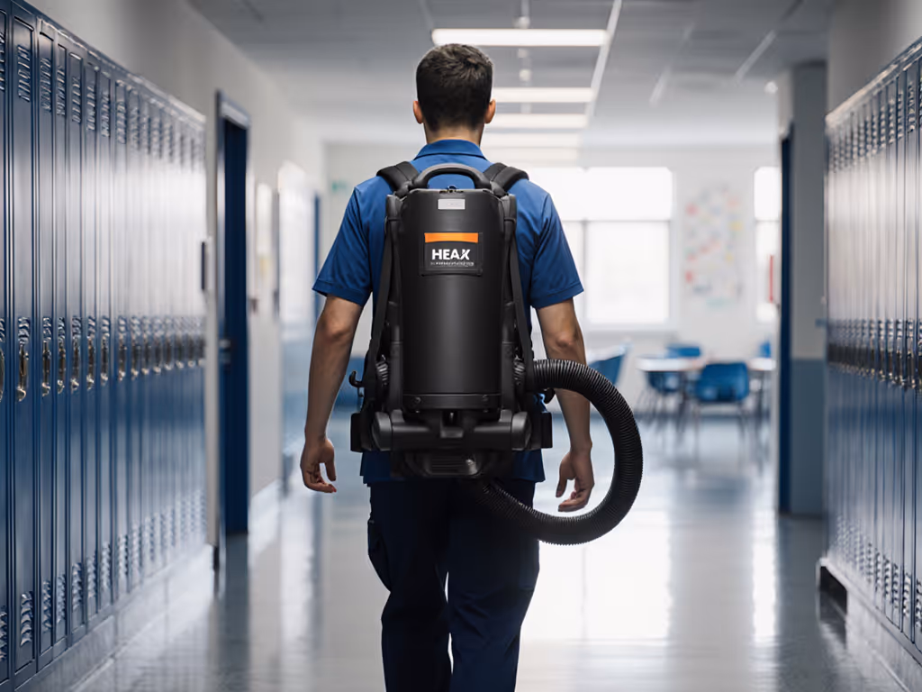 janitorial_staff_using_hepa_backpack_vacuum_in_school_corridor